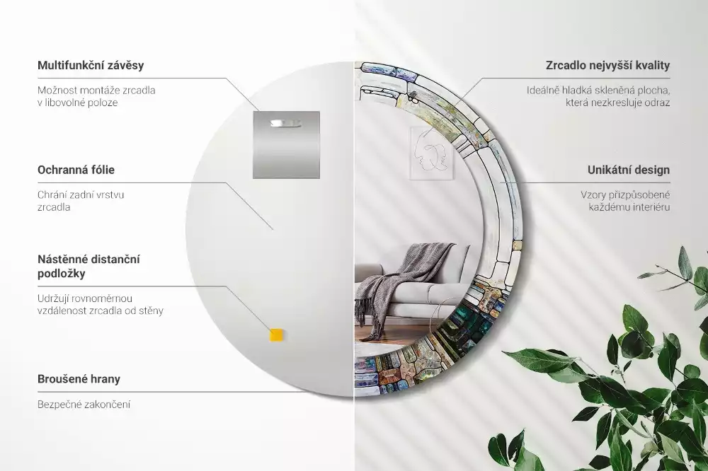 Espelho decorativo redondo Vitral