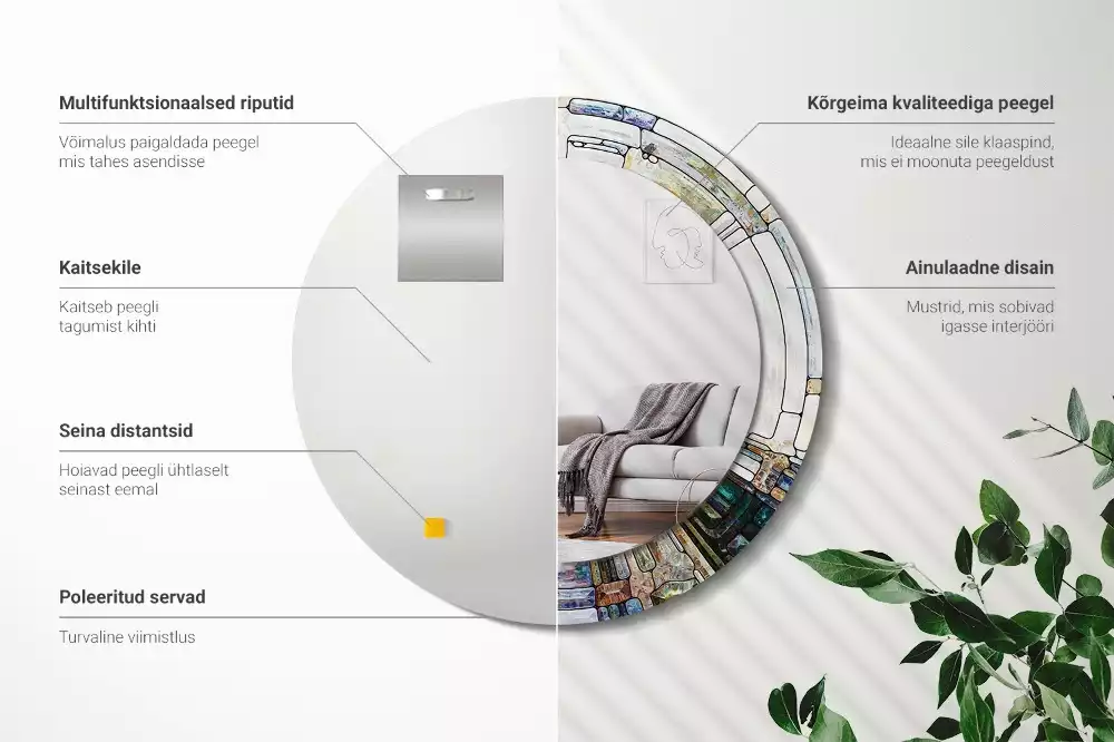 Espelho decorativo redondo Vitral