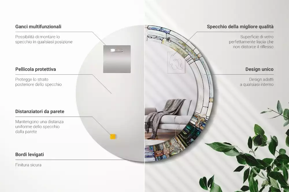 Espelho decorativo redondo Vitral