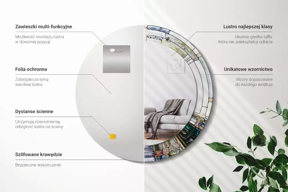 Espelho decorativo redondo Vitral