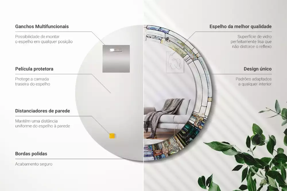 Espelho decorativo redondo Vitral