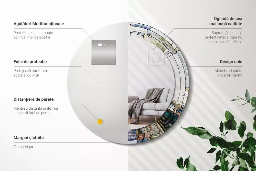 Espelho decorativo redondo Vitral