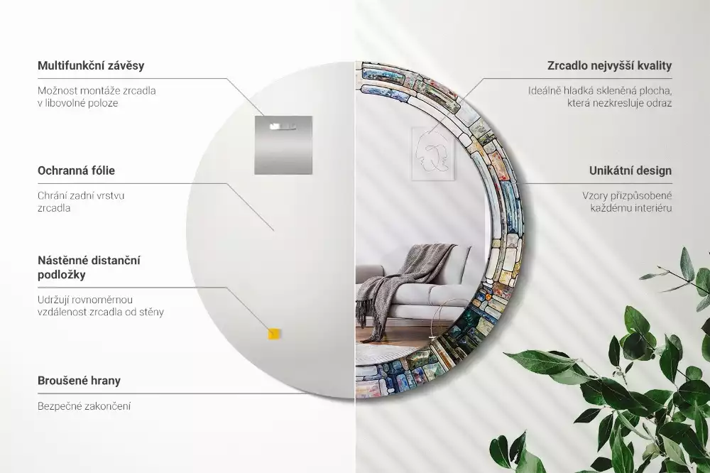 Espelho decorativo redondo Vitral