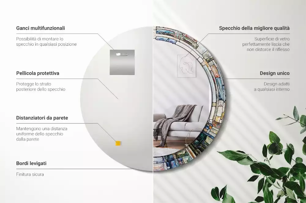 Espelho decorativo redondo Vitral