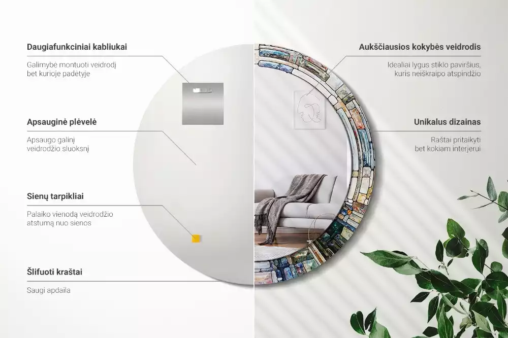 Espelho decorativo redondo Vitral