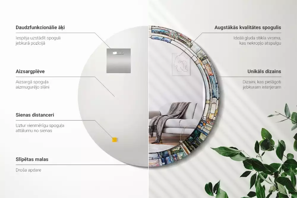 Espelho decorativo redondo Vitral