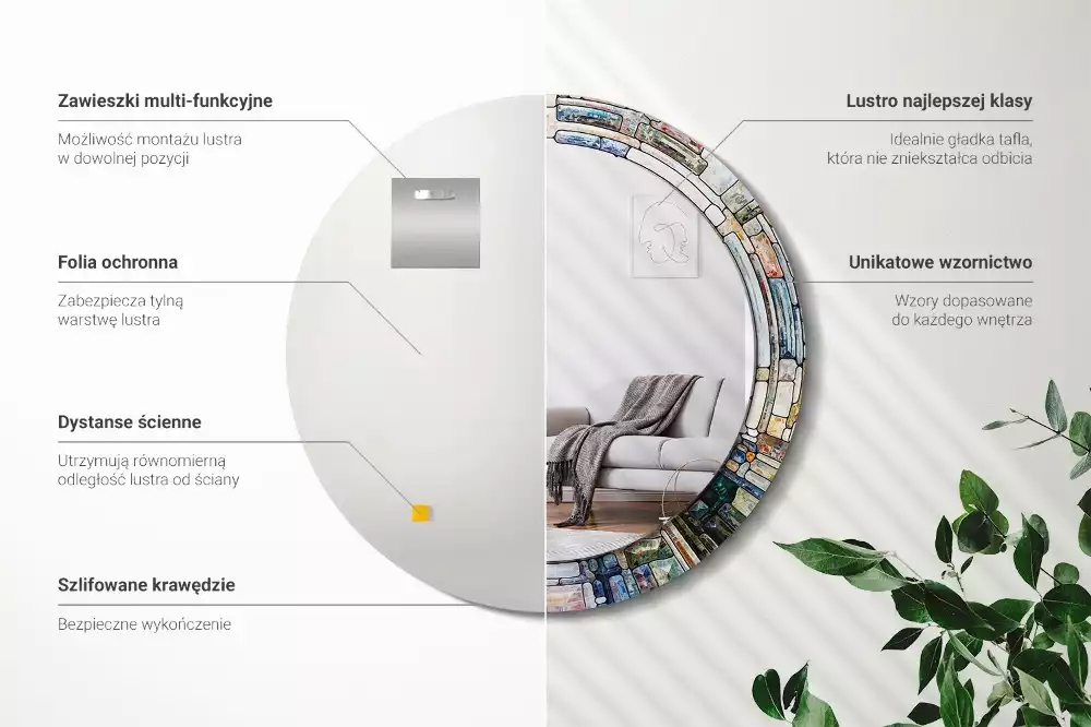 Espelho decorativo redondo Vitral