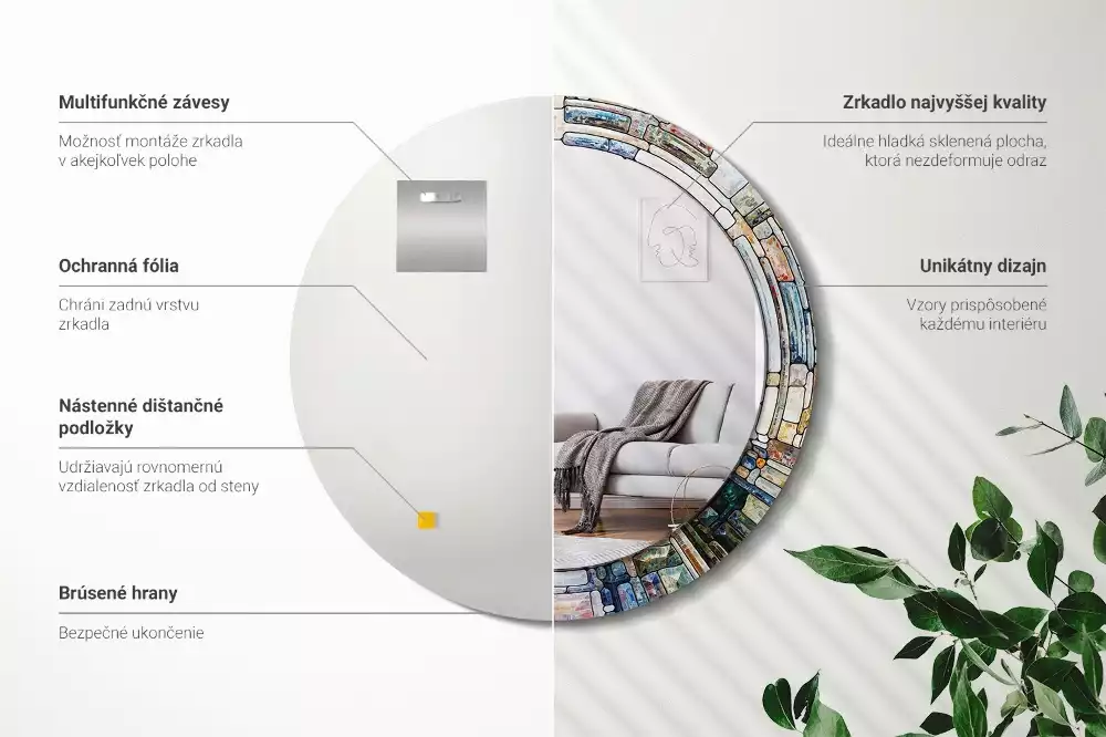 Espelho decorativo redondo Vitral