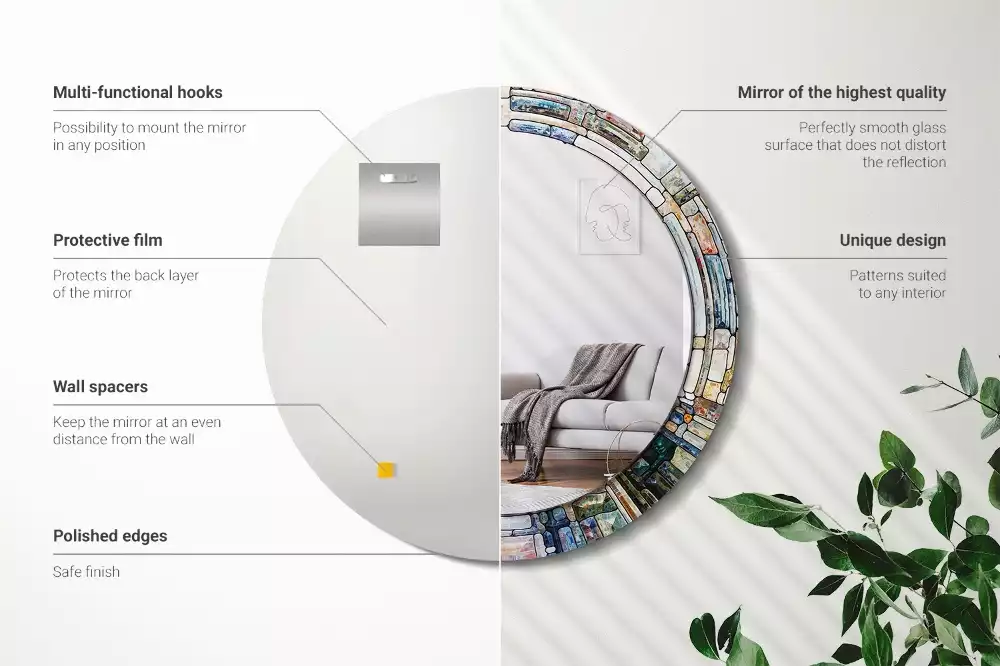 Espelho decorativo redondo Vitral