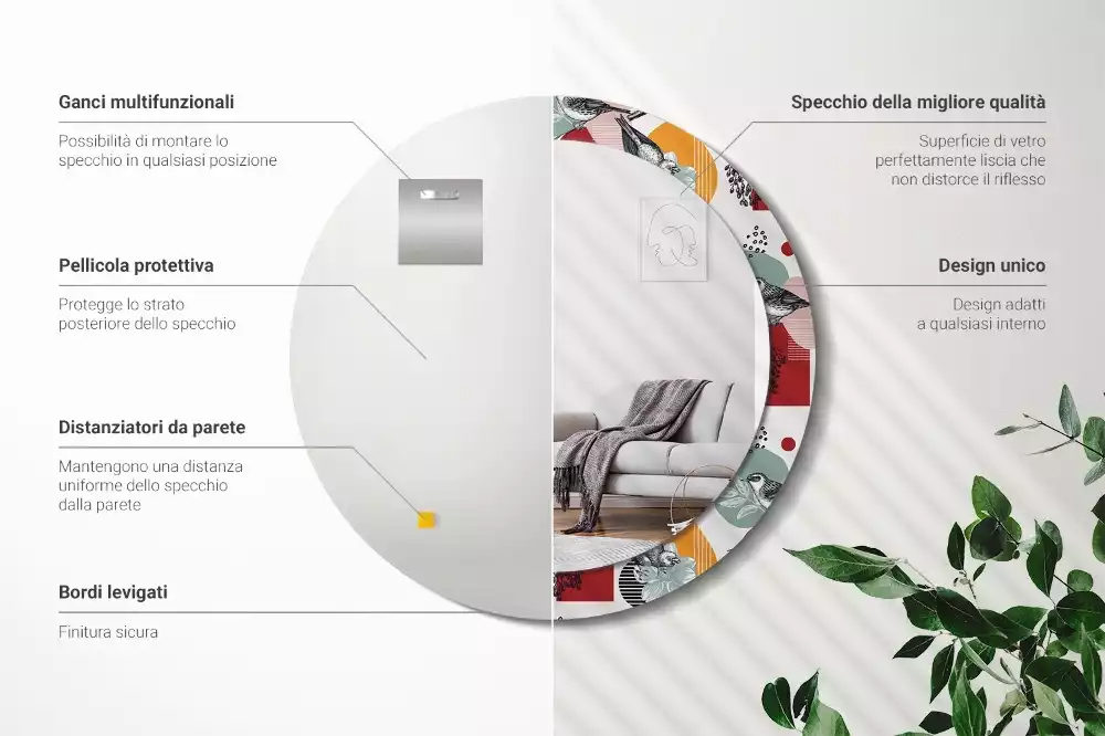 Espelho redondo decorativo Patki Vintage