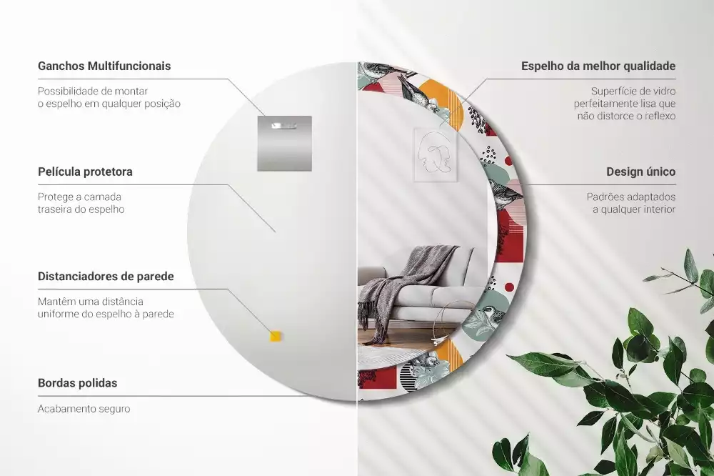 Espelho redondo decorativo Patki Vintage