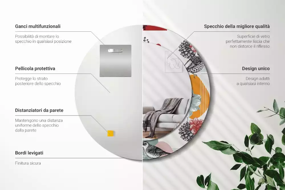 Espelho redondo decorativo Patki Vintage