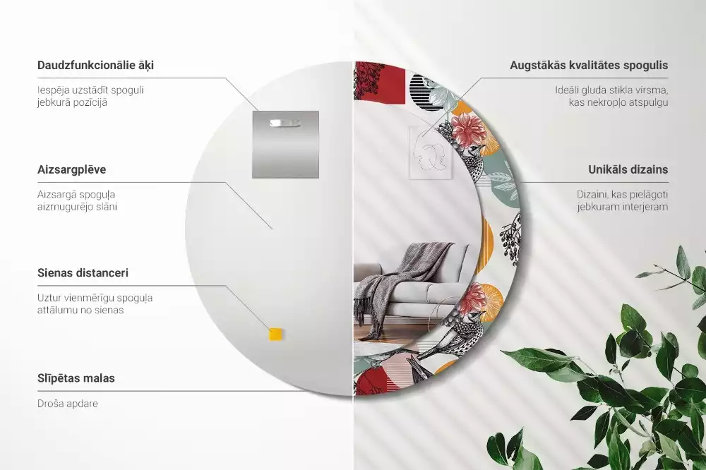 Espelho redondo decorativo Patki Vintage