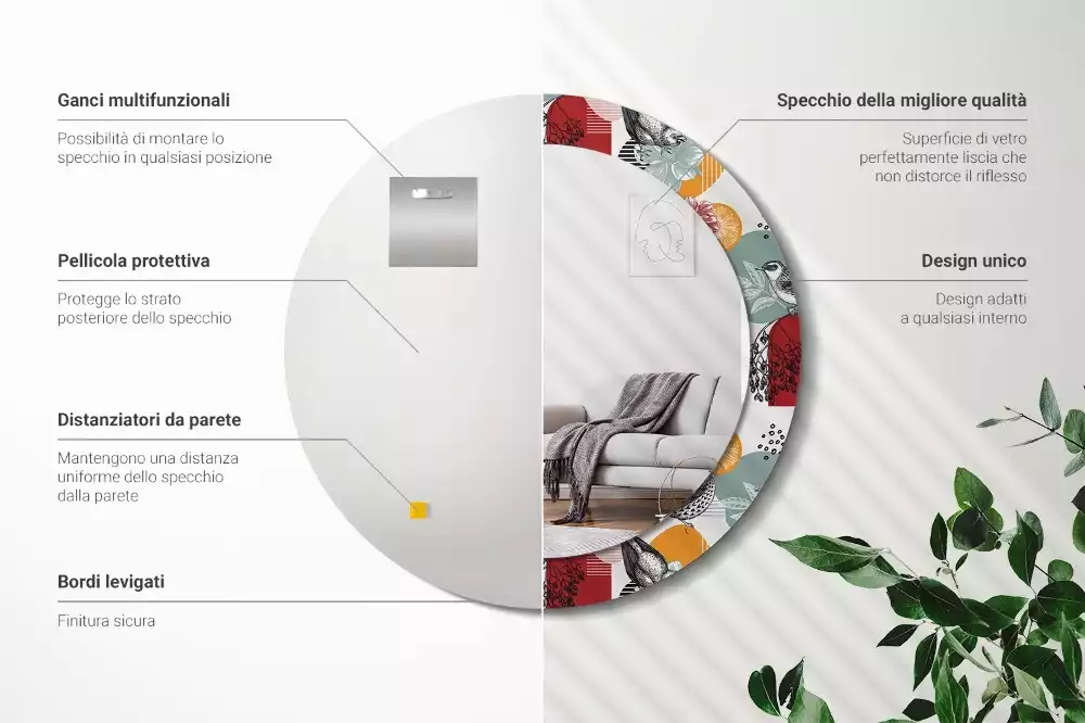 Espelho redondo decorativo Patki Vintage