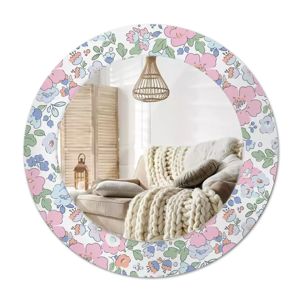 Espelho redondo decorativo Flores coloridas