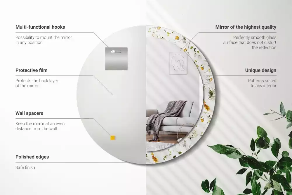 Espelho decorativo redondo Flores silvestres