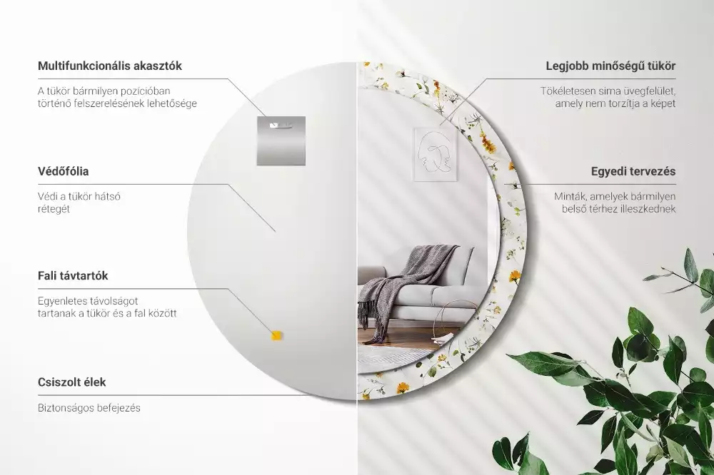 Espelho decorativo redondo Flores silvestres