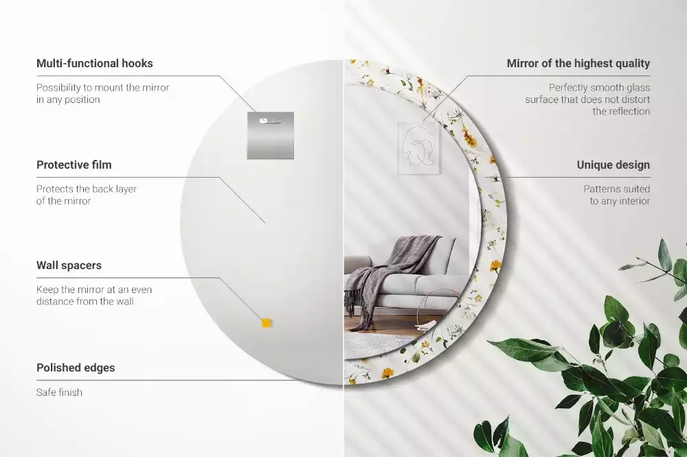 Espelho decorativo redondo Flores silvestres