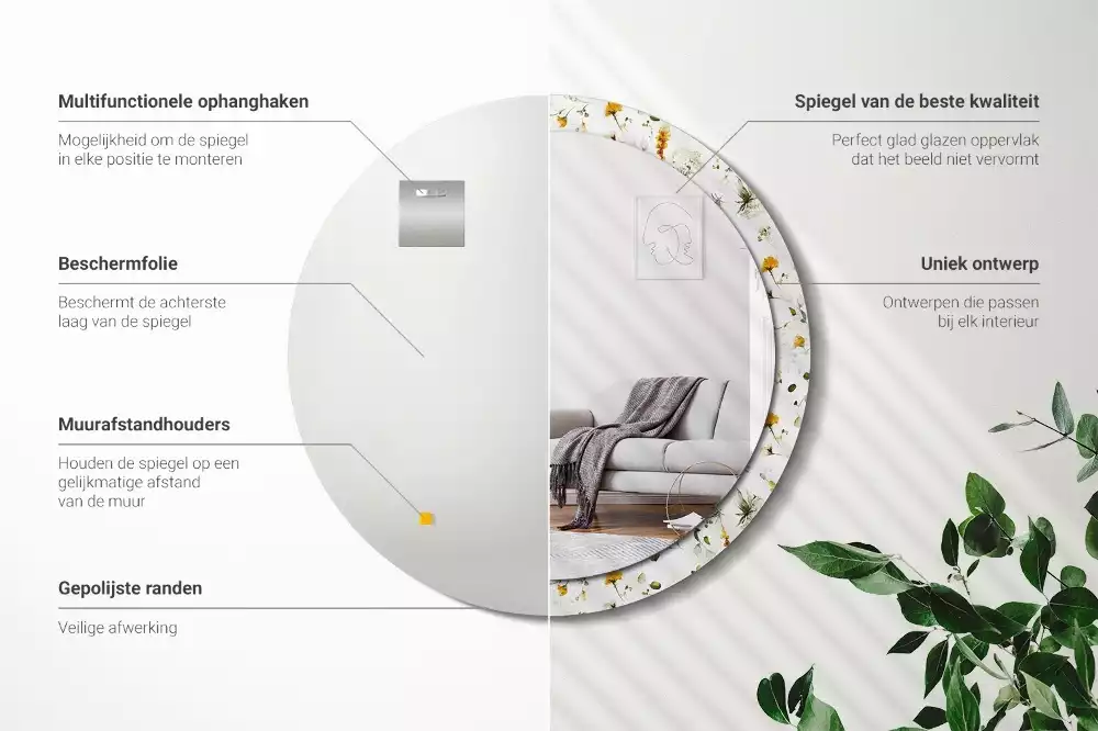 Espelho decorativo redondo Flores silvestres