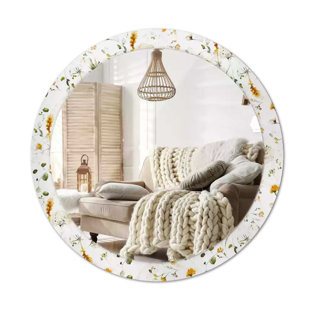 Espelho decorativo redondo Flores silvestres