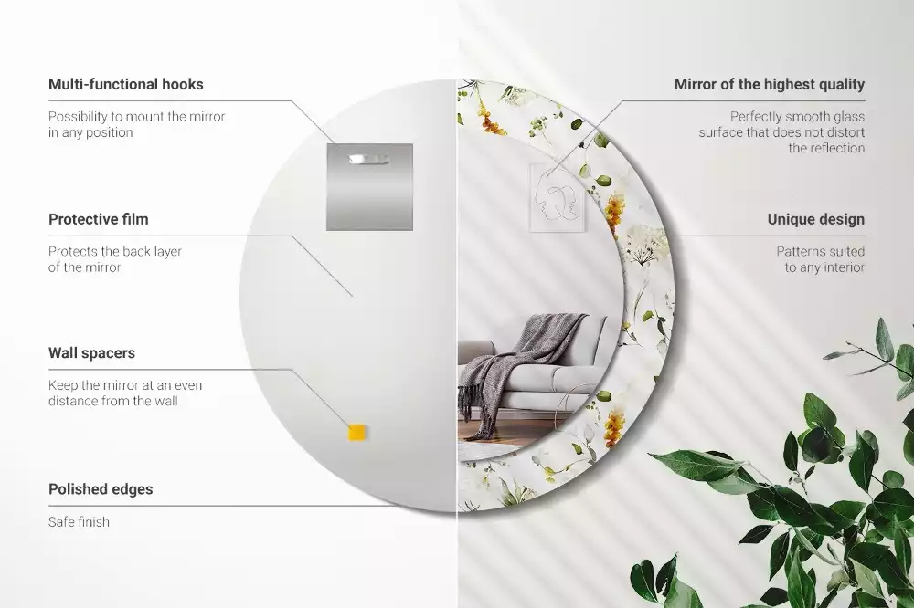 Espelho decorativo redondo Flores silvestres