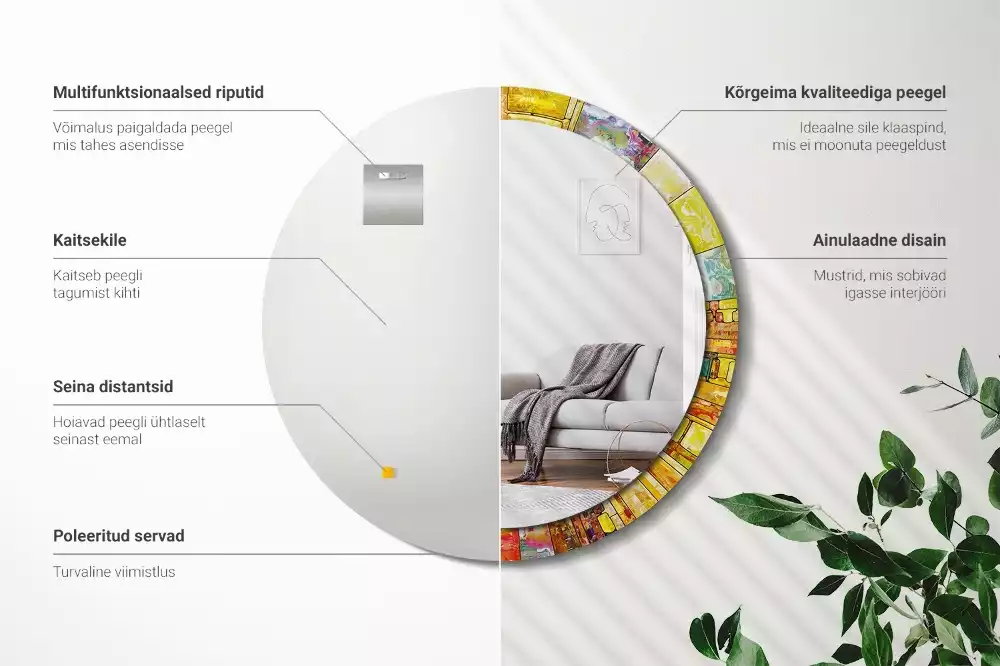 Espelho decorativo redondo Vitrais coloridos