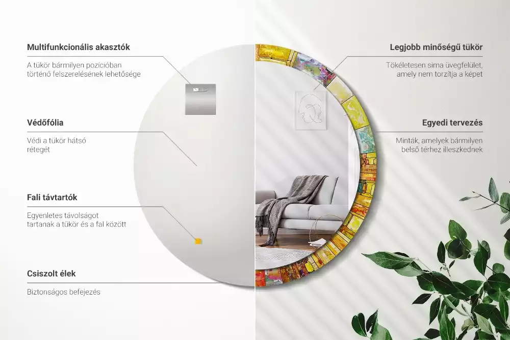 Espelho decorativo redondo Vitrais coloridos