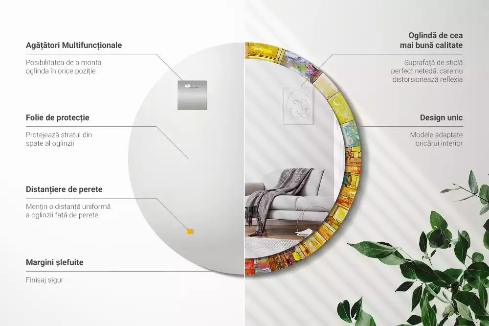 Espelho decorativo redondo Vitrais coloridos