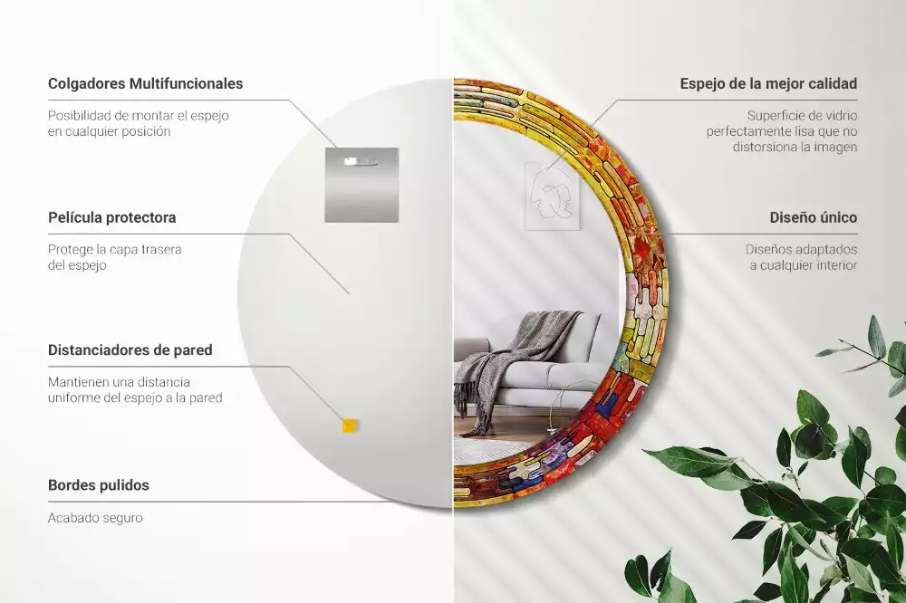 Espelho decorativo redondo Vitrais coloridos