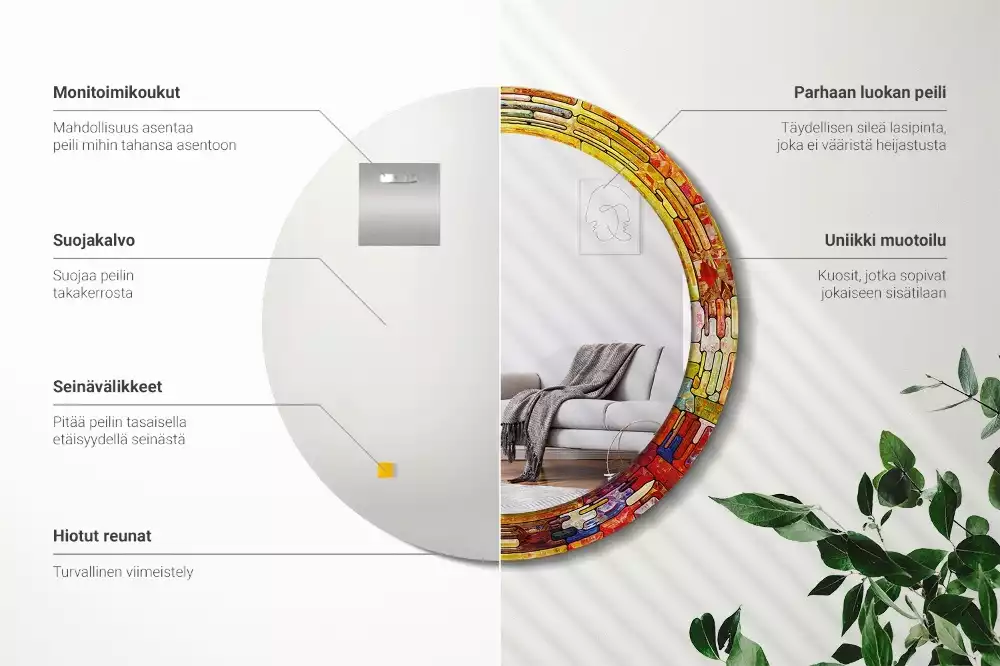 Espelho decorativo redondo Vitrais coloridos