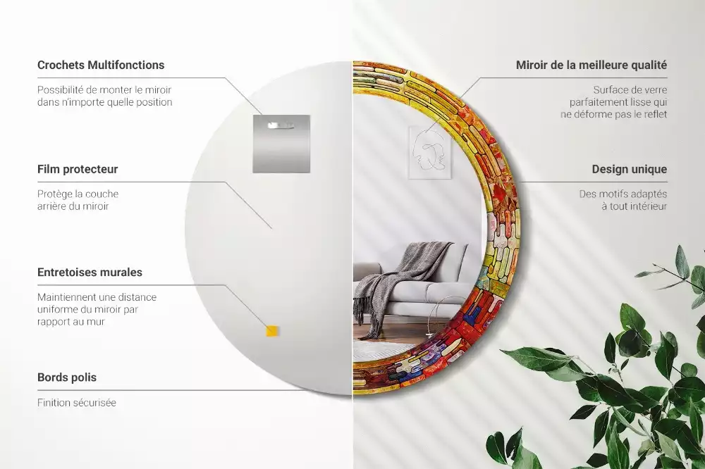 Espelho decorativo redondo Vitrais coloridos