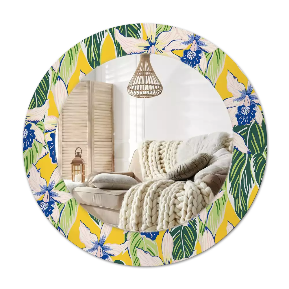 Espelho redondo decorativo Orquídeas