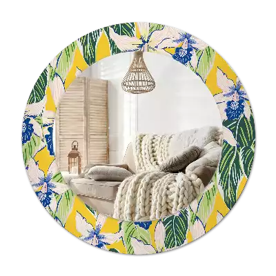 Espelho redondo decorativo Orquídeas