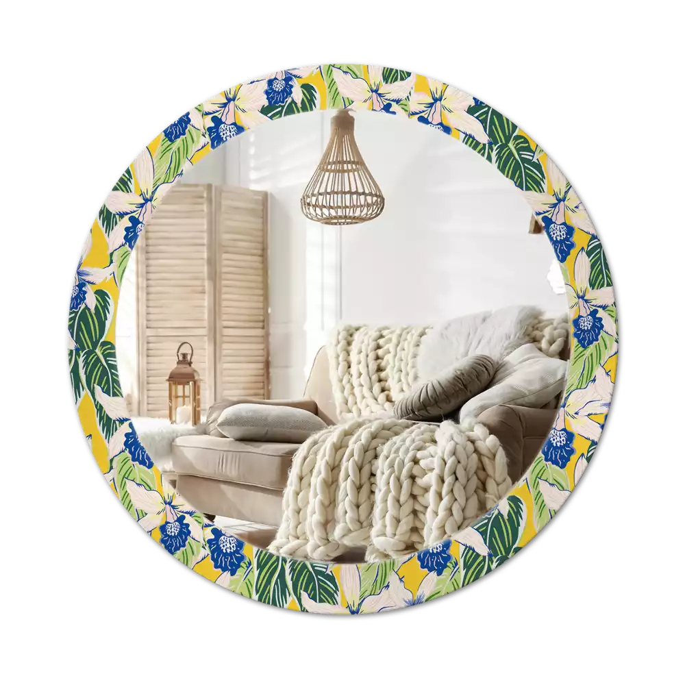 Espelho redondo decorativo Orquídeas