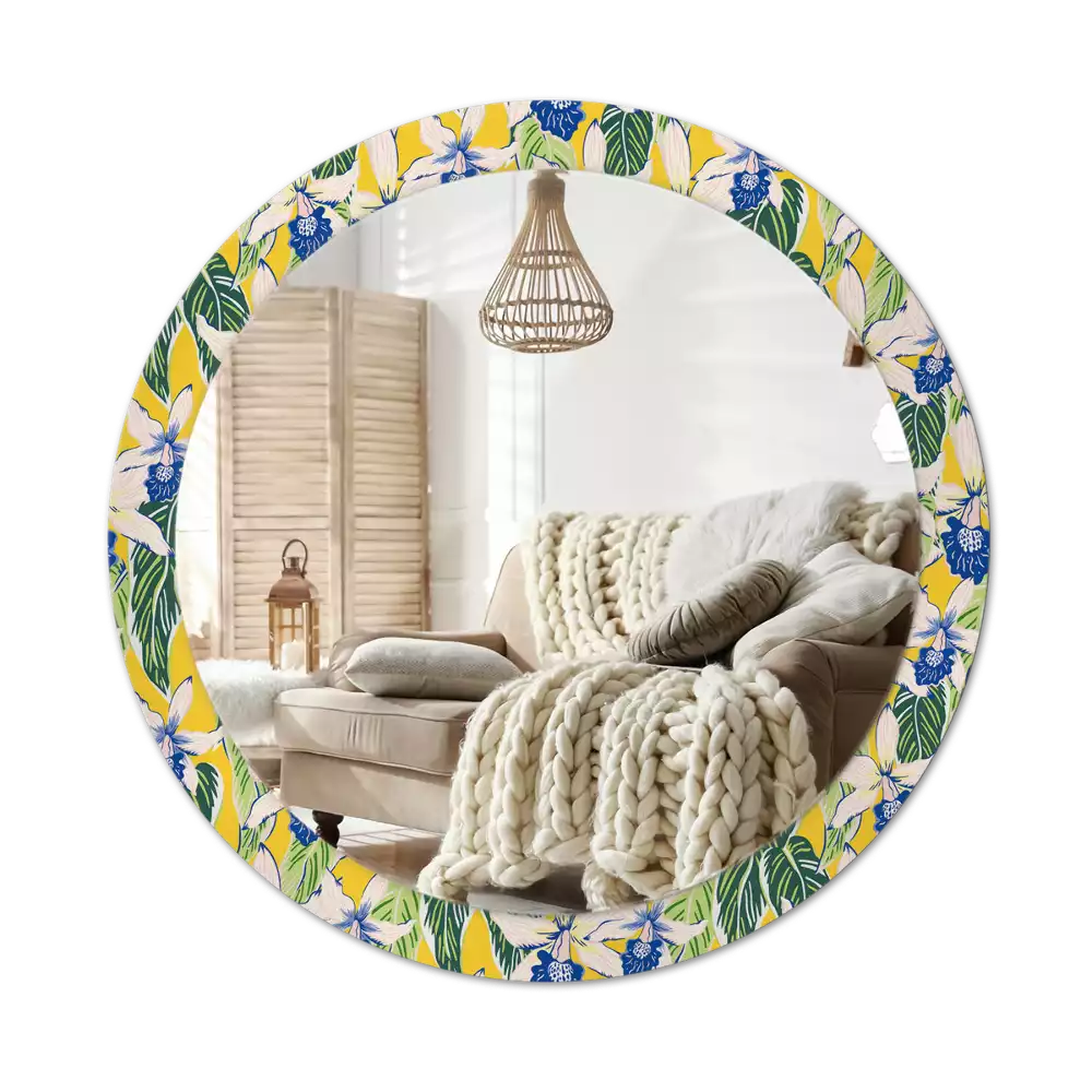 Espelho redondo decorativo Orquídeas