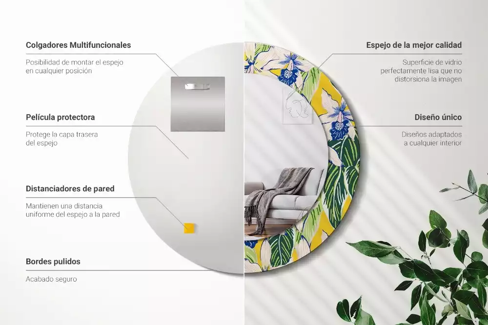 Espelho redondo decorativo Orquídeas