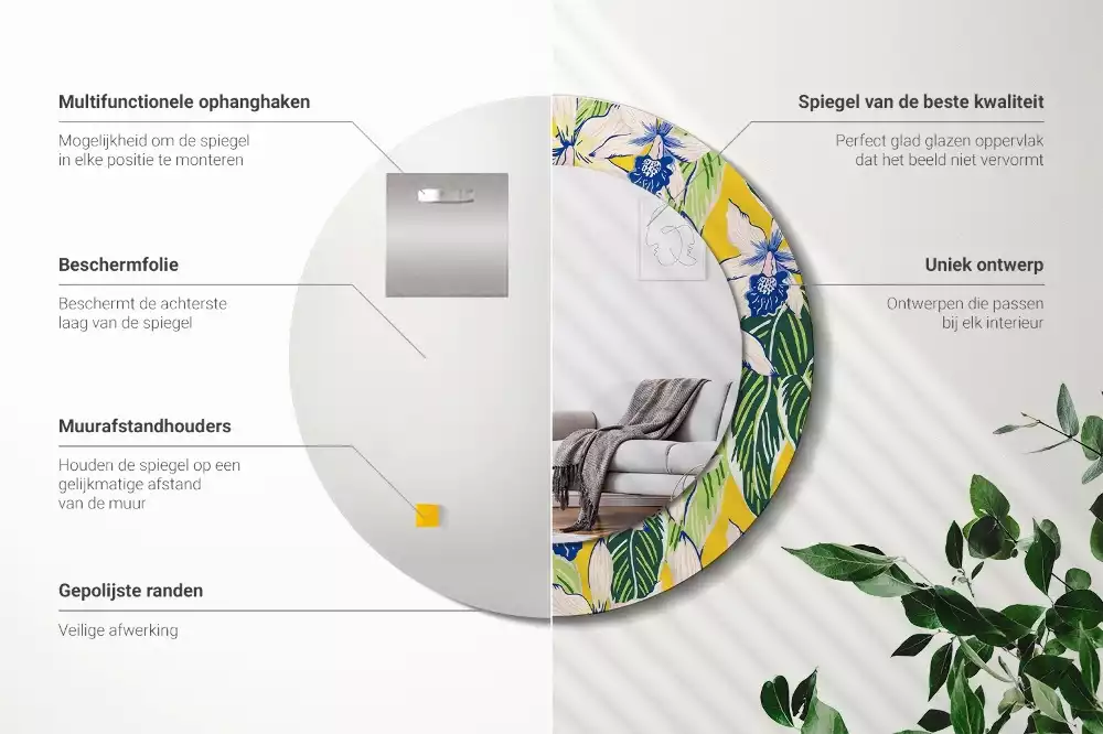 Espelho redondo decorativo Orquídeas