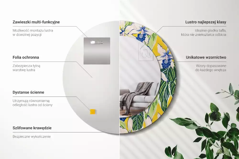 Espelho redondo decorativo Orquídeas