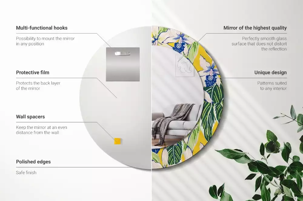 Espelho redondo decorativo Orquídeas