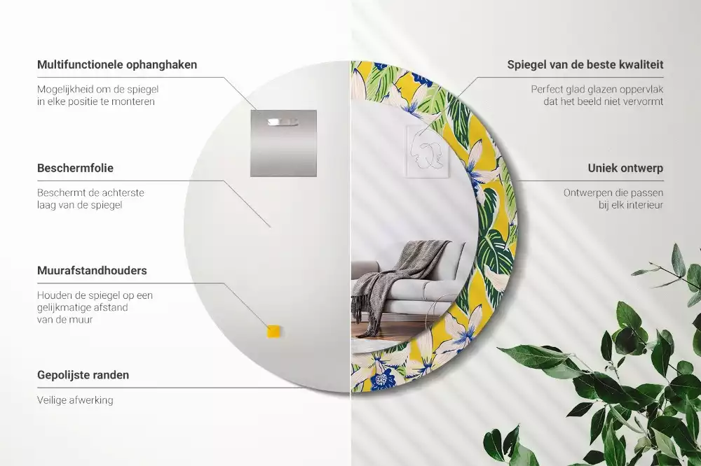 Espelho redondo decorativo Orquídeas