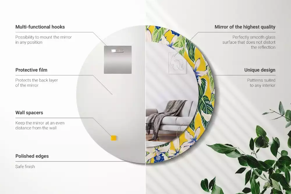 Espelho redondo decorativo Orquídeas