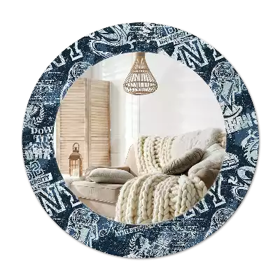 Espelho redondo decorativo Colagem de Nova York