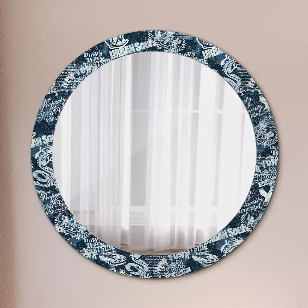 Espelho redondo decorativo Colagem de Nova York