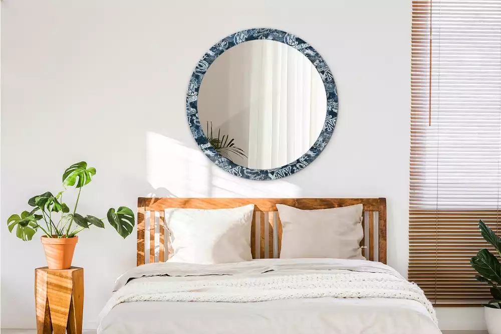 Espelho redondo decorativo Colagem de Nova York