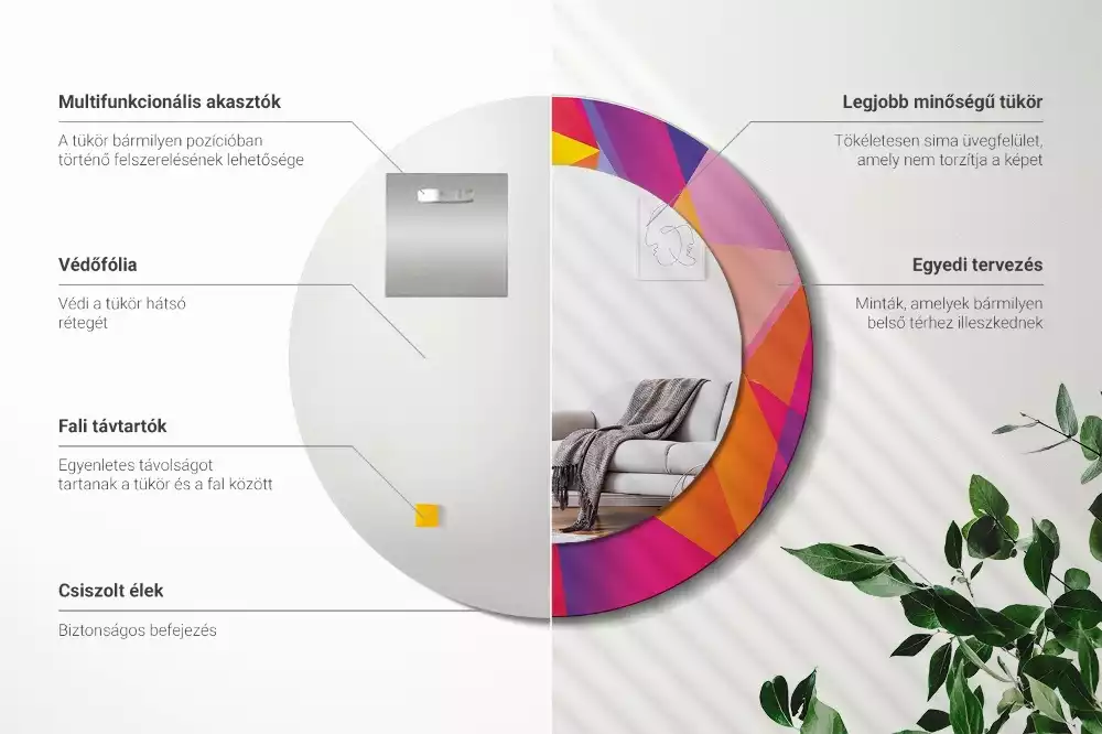 Espelho decorativo redondo Composição geométrica