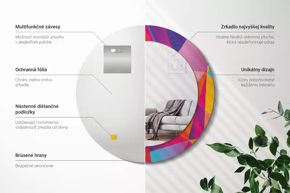 Espelho decorativo redondo Composição geométrica