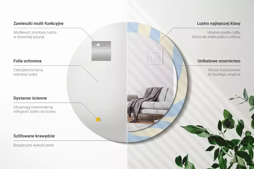 Espelho redondo decorativo Forma abstrata