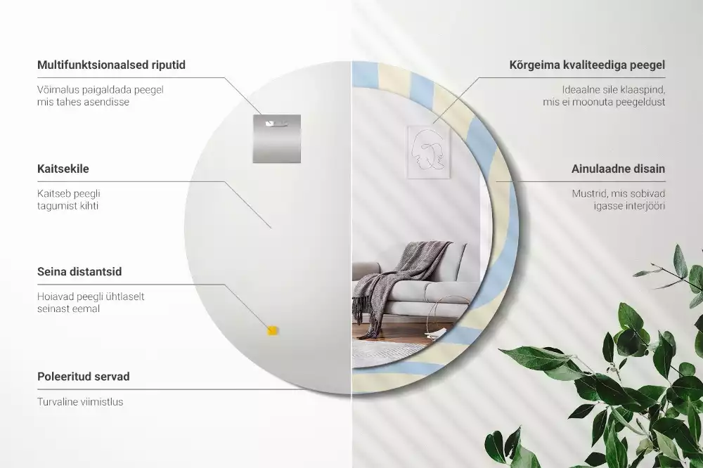 Espelho redondo decorativo Forma abstrata