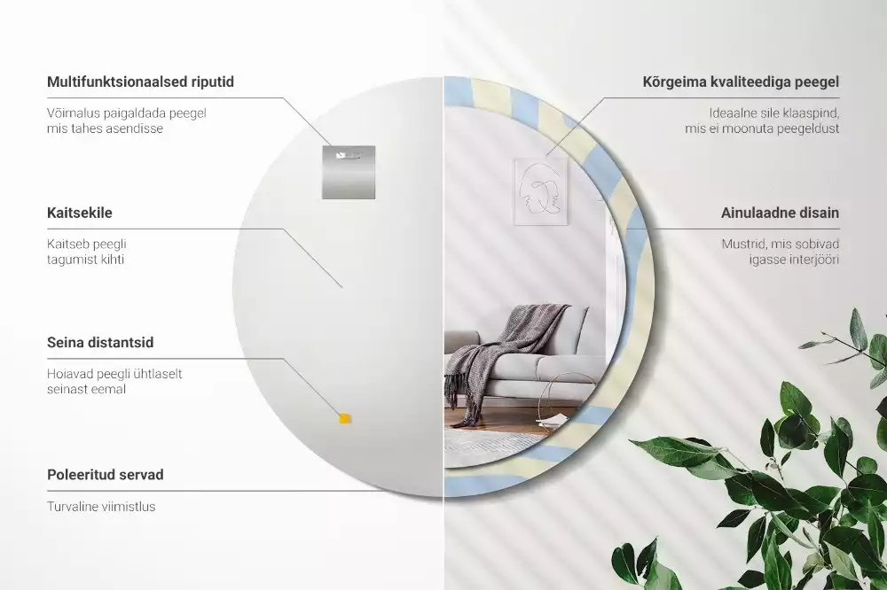 Espelho redondo decorativo Forma abstrata