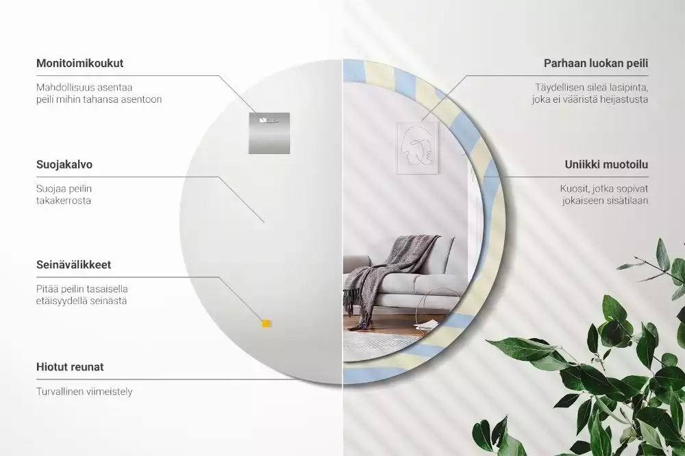 Espelho redondo decorativo Forma abstrata